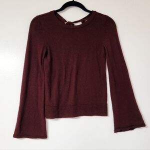 Nanette Lepore Burgundy Wool Sweater with Bell Sleeves Size XS